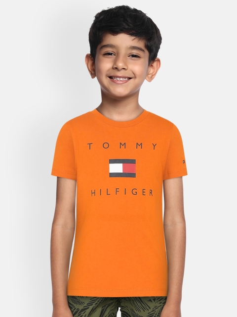 

Tommy Hilfiger Boys Orange Printed Round Neck T-shirt