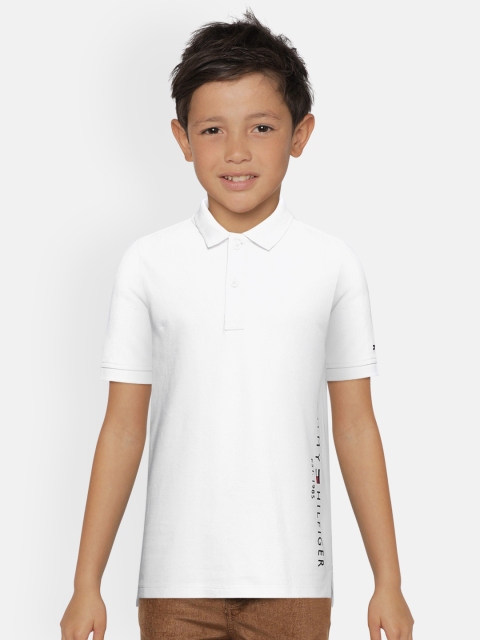 

Tommy Hilfiger Boys White Solid Polo Collar T-shirt
