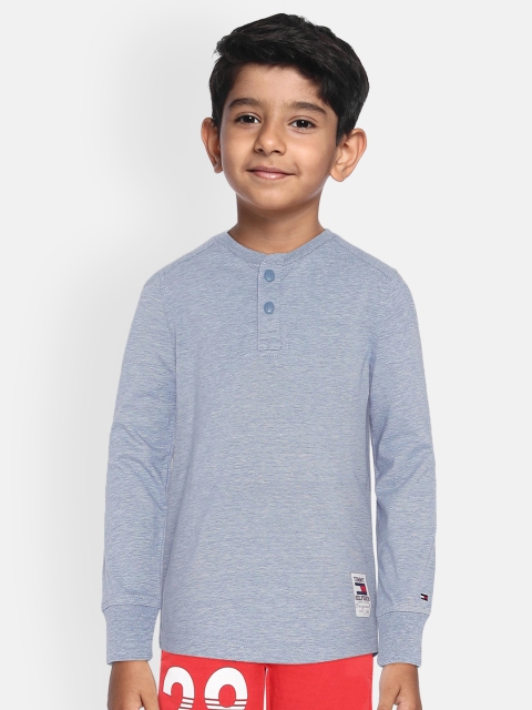 

Tommy Hilfiger Boys Blue Self Design Round Neck T-shirt