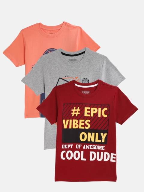 

Cherokee Boys Pack of 3 Printed Round Neck T-shirts, Maroon