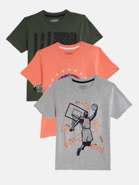 

Cherokee Boys Pack of 3 Printed Round Neck T-shirts, Grey