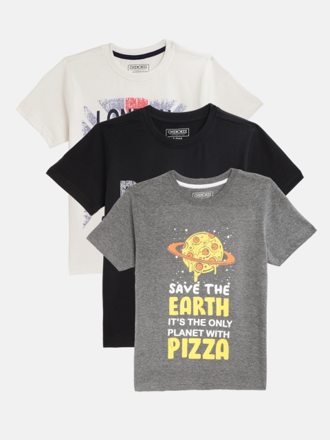 

Cherokee Boys Pack of 3 Printed Round Neck T-shirts, Grey