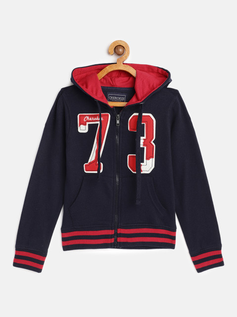 

Cherokee Boys Navy Blue Printed Hooded Sweatshirt