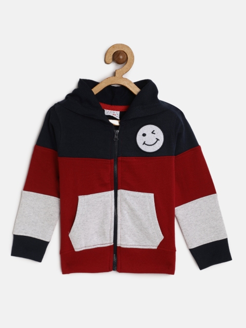 

Donuts Boys Navy Blue & Red Colourblocked Hooded Sweatshirt