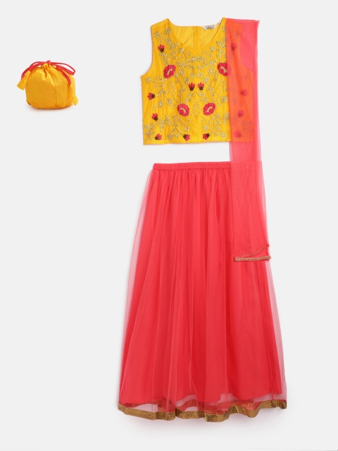 

Karigari Girls Assorted Embroidered Ready to Wear Lehenga & Blouse with Dupatta