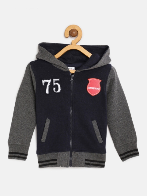 

Donuts Boys Navy Blue & Grey Colourblocked Hooded Sweatshirt