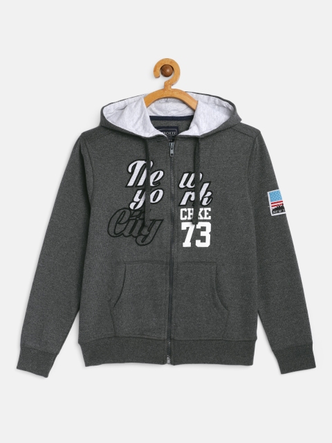 

Cherokee Boys Charcoal Grey & White Printed Hooded Sweatshirt