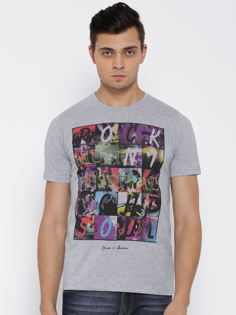 

Cloak & Decker by Monte Carlo Grey Melange Printed T-shirt