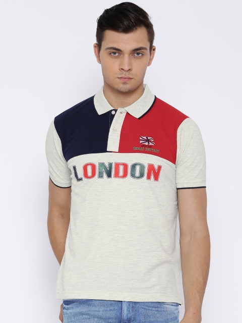 

Cloak & Decker by Monte Carlo Off-White Colourblocked Polo T-shirt