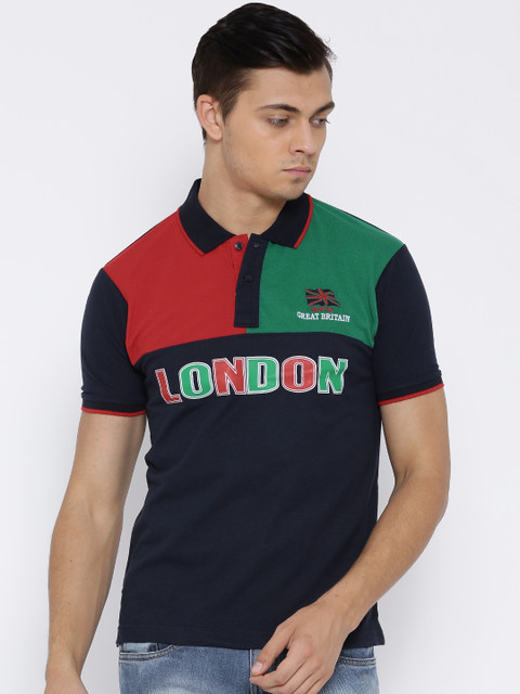 

Cloak & Decker by Monte Carlo Navy Colourblocked Polo T-shirt, Navy blue