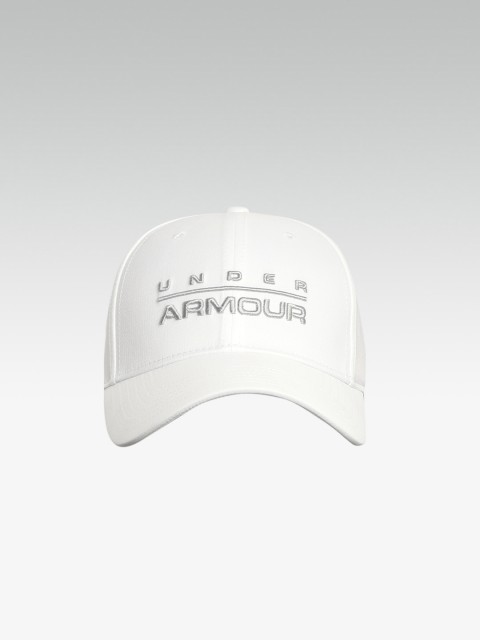 

UNDER ARMOUR Men White Brand Logo Embroidered Wordmark Stretch Fit Baseball Cap