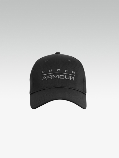 

UNDER ARMOUR Men Black Brand Logo Embroidered Wordmark Stretch Fit Baseball Cap