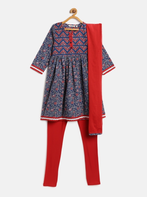 

Karigari Girls Assorted Printed Kurta with Churidar & Dupatta, Multi