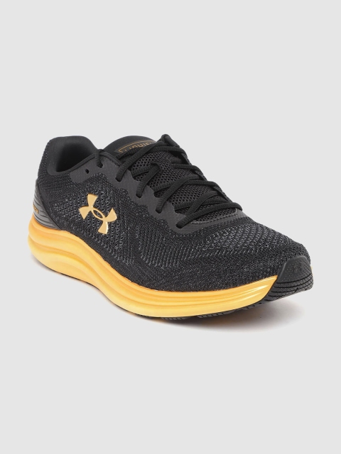 

UNDER ARMOUR Men Black & Charcoal Grey Woven Design Liquify Running Shoes
