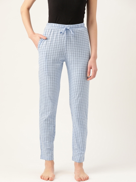 

ETC Women Blue & Black Pure Cotton Checked Lounge Pants