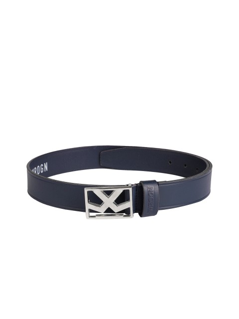 

WROGN Men Navy Blue Solid Leather Belt