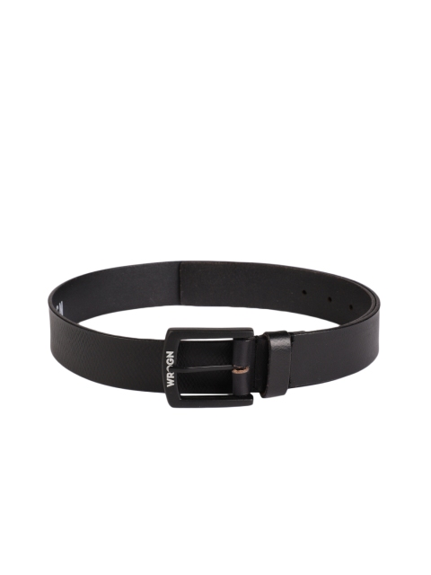 

WROGN Men Black Solid Leather Belt