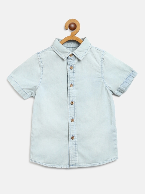 

Marks & Spencer Boys Solid Denim Shirt, Blue