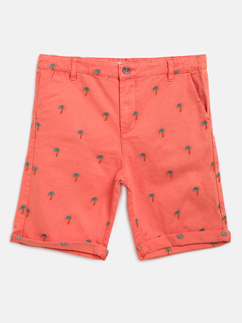 

Marks & Spencer Boys Orange & Green Palm Tree Embroidered Regular Fit Shorts
