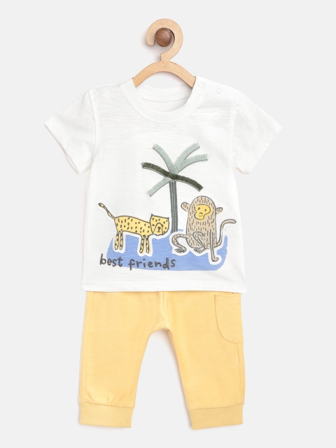 

Marks & Spencer Kids White & Yellow Applique Detail T-shirt with Solid Pyjamas