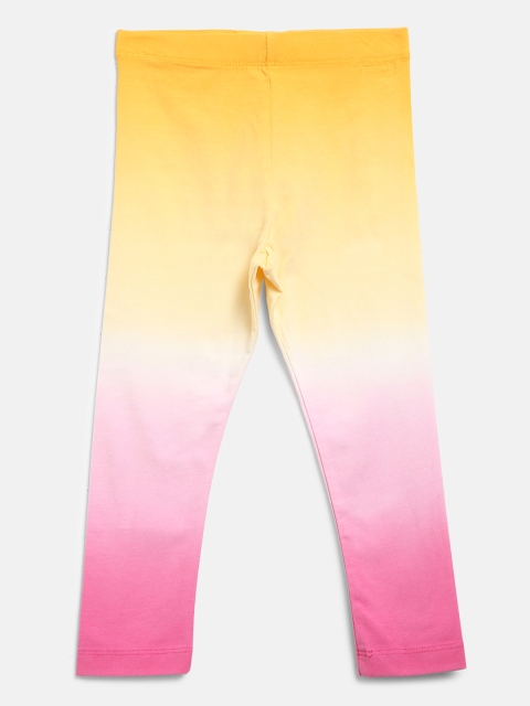 

Marks & Spencer Girls Yellow & Pink Ombre Dyed Ankle-Length Leggings