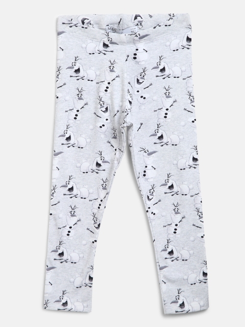 

Marks & Spencer Girls Grey Melange & White Olaf Print Ankle-Length Leggings