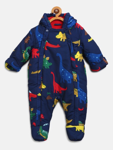 

Marks & Spencer Boys Navy Blue & Red Dinosaur Print Padded & Hooded Sleepsuit