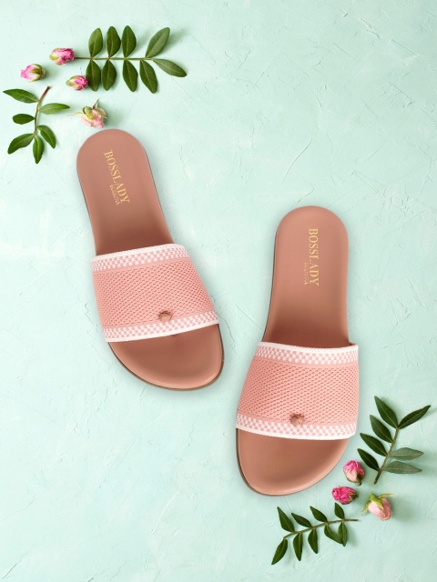 

SCENTRA Women Pink Woven Design Open Toe Flats