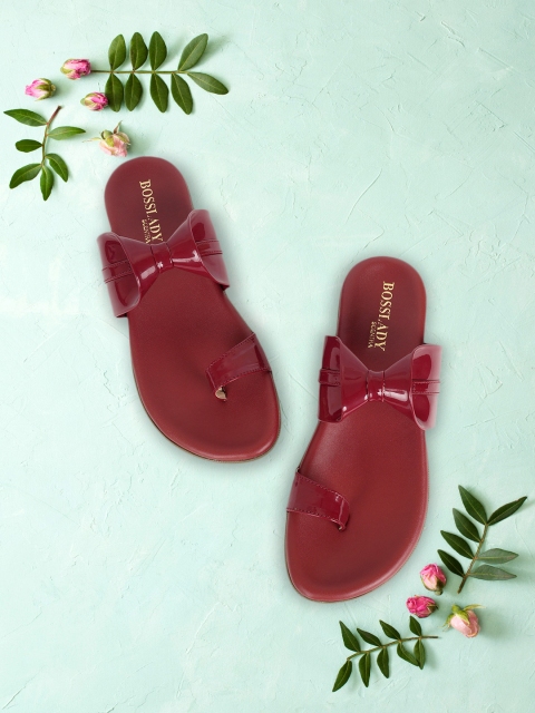 

SCENTRA Women Red Solid One Toe Flats