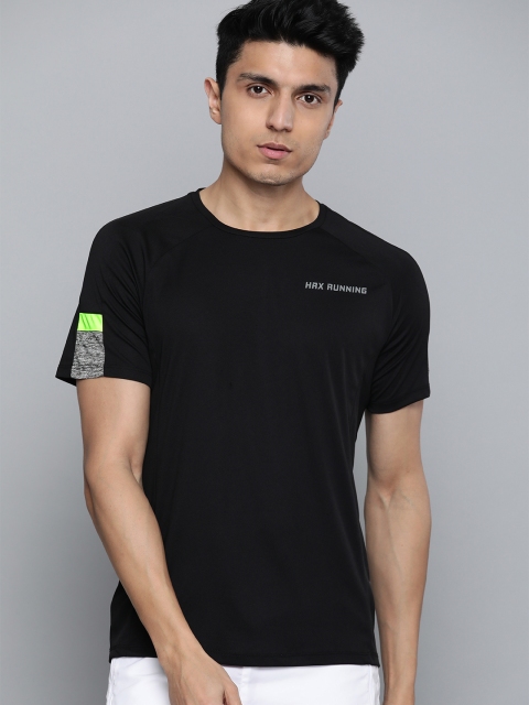 

HRX by Hrithik Roshan Men Jet Black Solid Rapid-Dry Running T-shirt