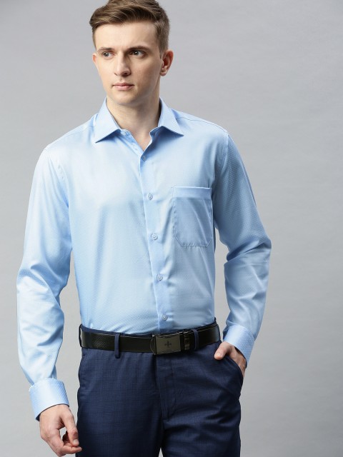 

Louis Philippe Men Blue Regular Fit Self Design Formal Shirt