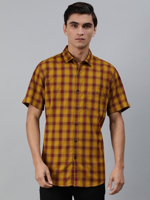 

Louis Philippe Sport Men Mustard Yellow & Red Slim Fit Checked Casual Shirt