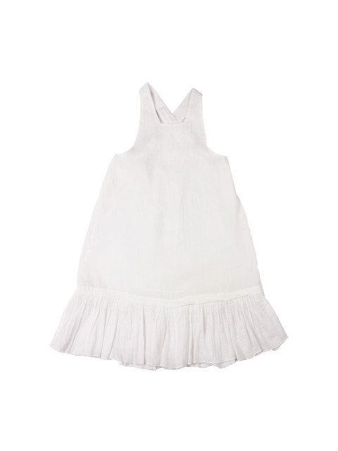 

Nino Bambino Girls White Organic Cotton Sustainable Solid A-Line Dress