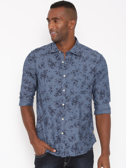 

Flying Machine Blue Floral Printed Casual Shirt