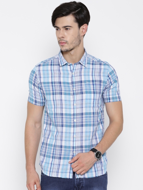 

Flying Machine Blue & White Checked Casual Shirt