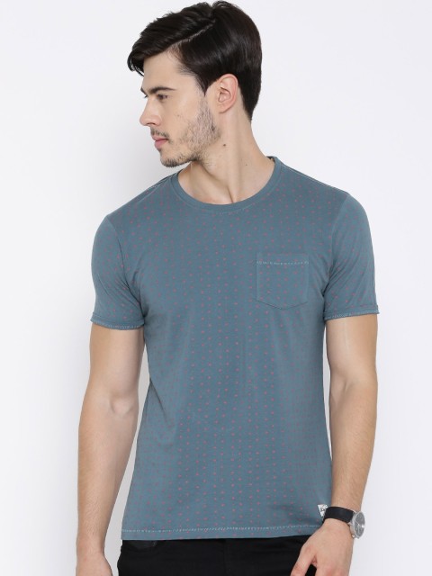 

Flying Machine Blue Printed Pure Cotton T-shirt