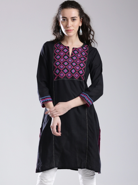 

Fabindia Black Applique Work Kurta