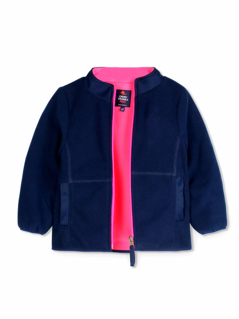 

Cherry Crumble Kids Navy Blue Solid Open Front Jacket