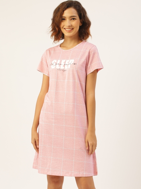 

Sweet Dreams Women Pink & White Checked Sleeps Shirts