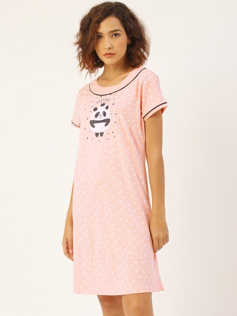 

Sweet Dreams Women Pink & White Stars Print Sleep Shirt