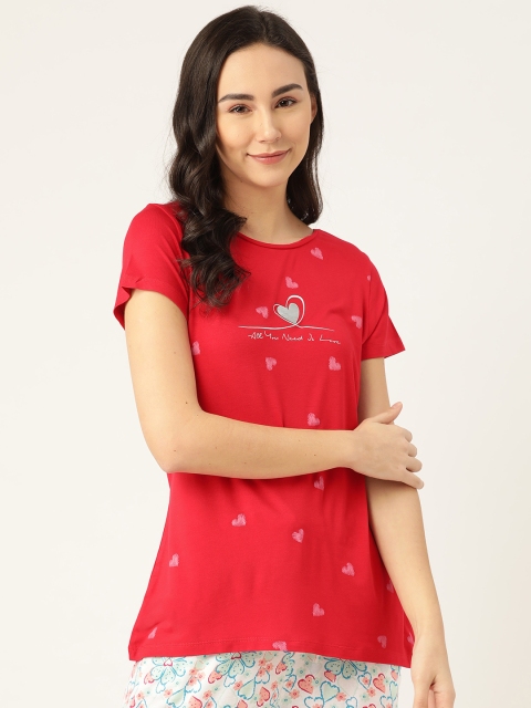

Sweet Dreams Women Red & White Printed Night suit