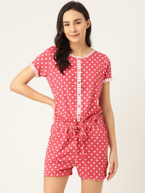 

Sweet Dreams Women Pink & White Polka Dot Print Playsuit