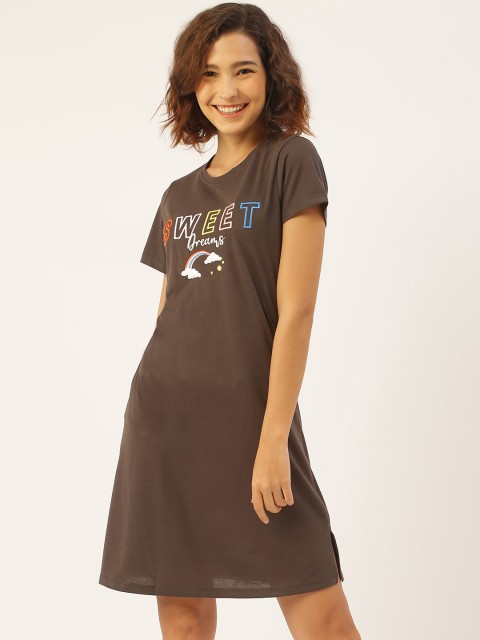 

Sweet Dreams Brown Embroidered Cotton Sleep Shirt