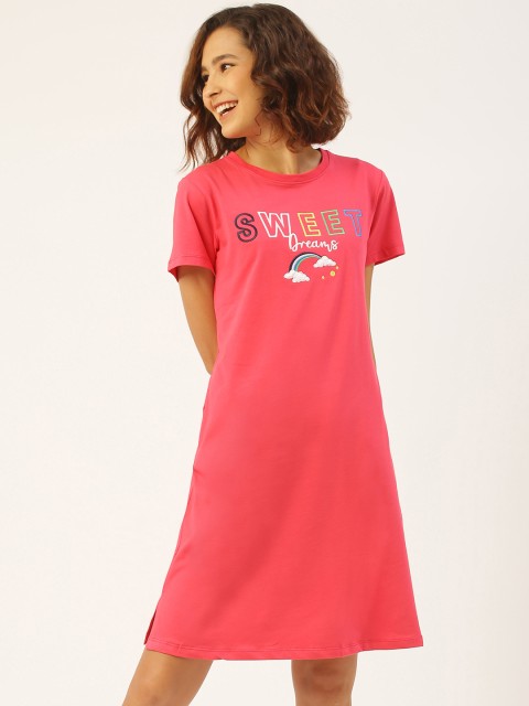 

Sweet Dreams Women Pink Pure Cotton Printed Sleep Shirts