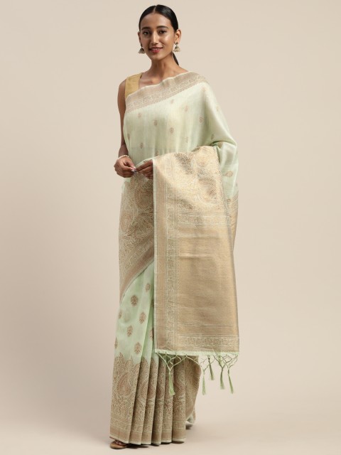 

Mitera Sea Green Liva Woven Design Banarasi Saree