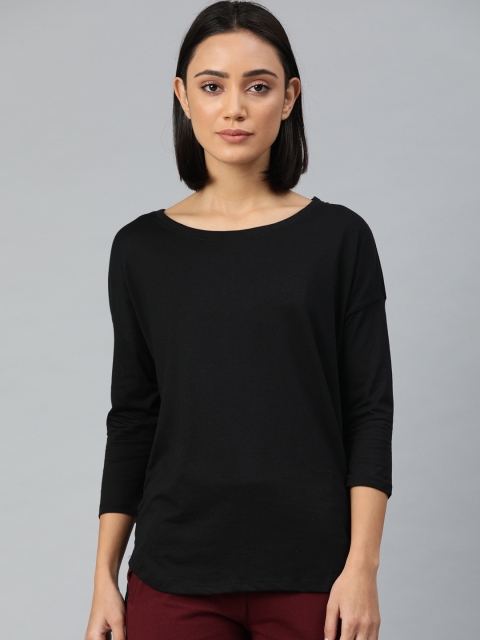 

Van Heusen Women Black Solid Lounge T-shirt