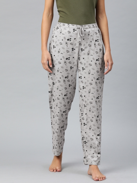 

Van Heusen Women Grey & Black Conversational Printed Woven Lounge Pants