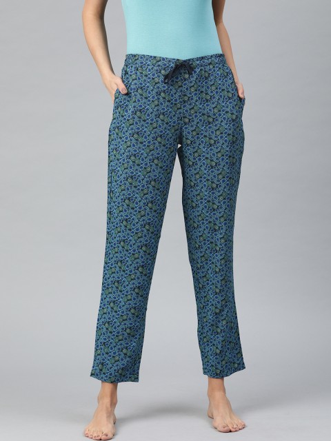 

Van Heusen Women Blue & Green Geometric Print Woven Lounge Pants