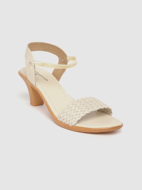 

Padvesh Women Off-White Textured Sandals