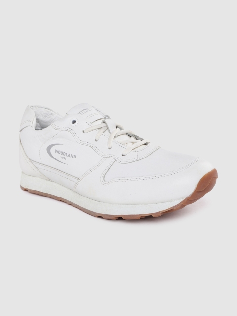 

Woodland Men White Solid Leather Sneakers